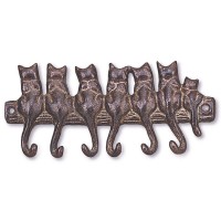 Brass Seven Cat Key Hook   372189363581